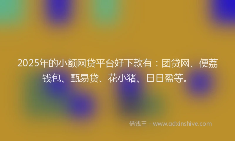 2025年的小额网贷平台好下款有：团贷网、便荔钱包、甄易贷、花小猪、日日盈等。