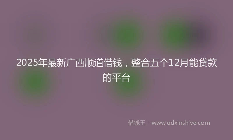 2025年最新广西顺道借钱，整合五个12月能贷款的平台