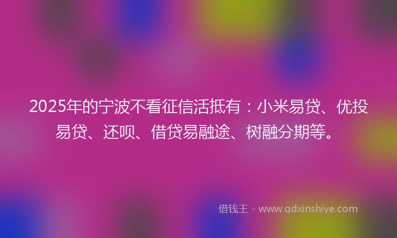 2025年的宁波不看征信活抵有：小米易贷、优投易贷、还呗、借贷易融途、树融分期等。
