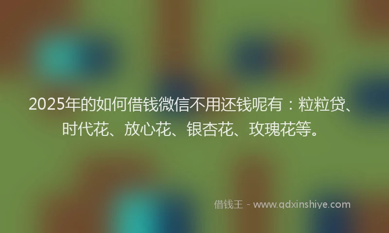 2025年的如何借钱微信不用还钱呢有：粒粒贷、时代花、放心花、银杏花、玫瑰花等。