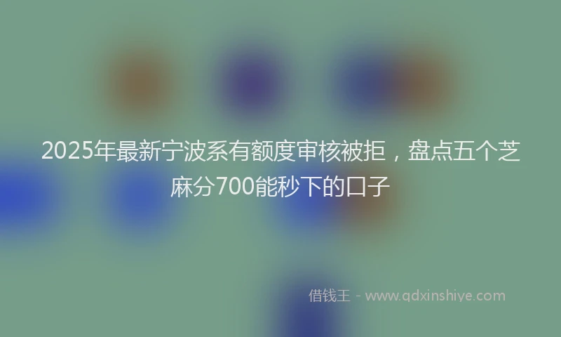 2025年最新宁波系有额度审核被拒，盘点五个芝麻分700能秒下的口子