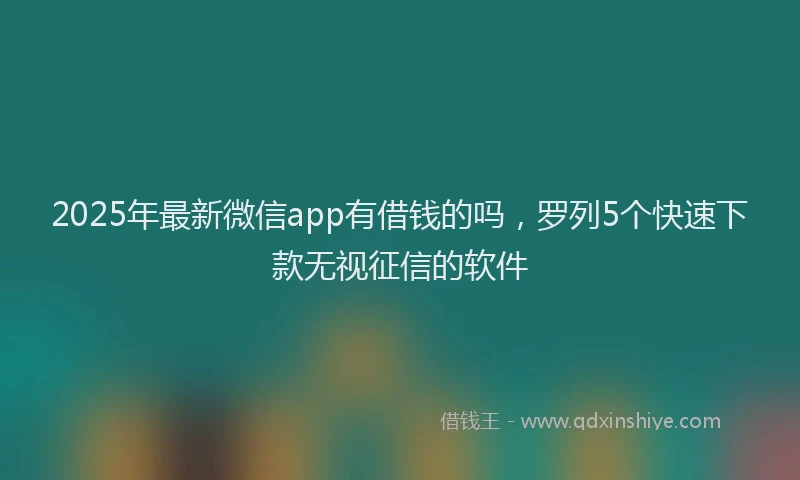 2025年最新微信app有借钱的吗，罗列5个快速下款无视征信的软件