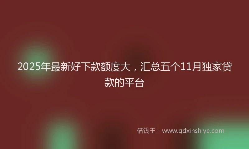 2025年最新好下款额度大，汇总五个11月独家贷款的平台