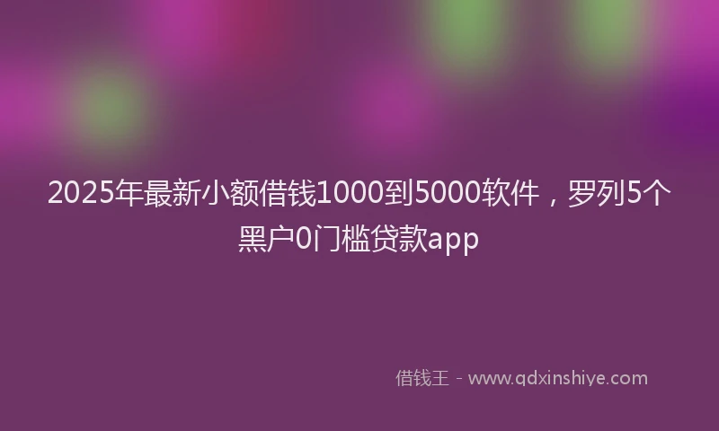 2025年最新小额借钱1000到5000软件，罗列5个黑户0门槛贷款app