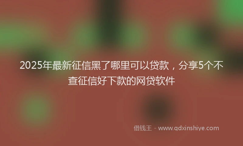 2025年最新征信黑了哪里可以贷款，分享5个不查征信好下款的网贷软件