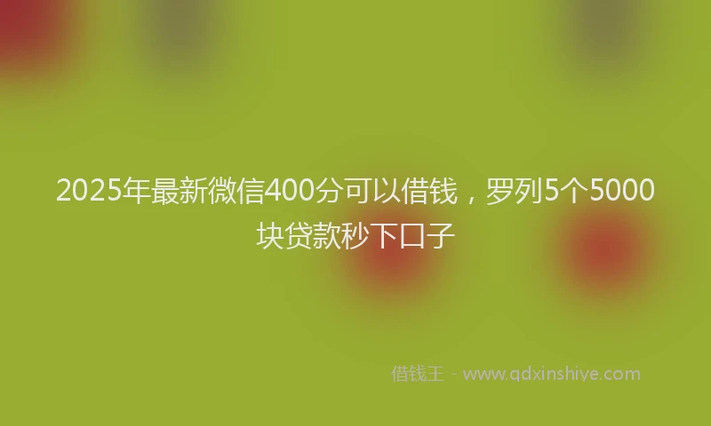 2025年最新微信400分可以借钱，罗列5个5000块贷款秒下口子