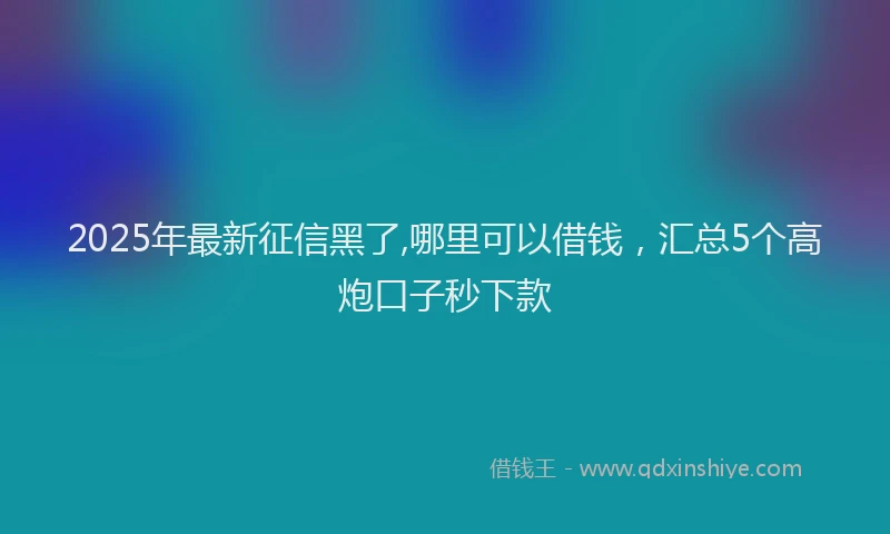 2025年最新征信黑了,哪里可以借钱，汇总5个高炮口子秒下款