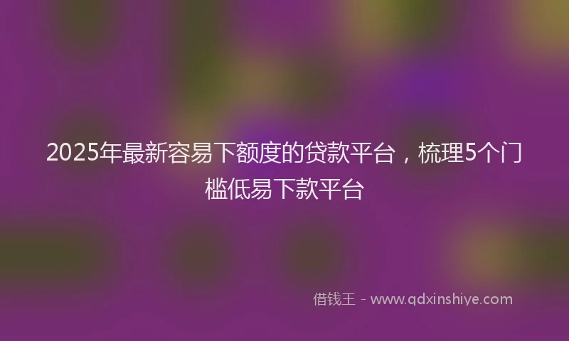 2025年最新容易下额度的贷款平台，梳理5个门槛低易下款平台