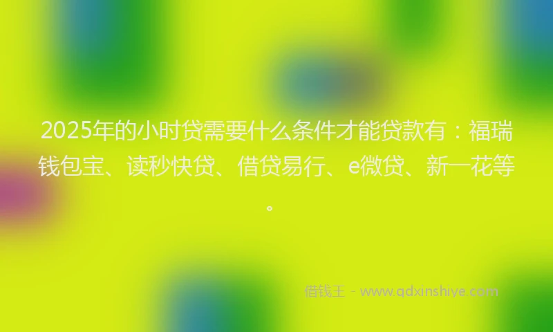 2025年的小时贷需要什么条件才能贷款有：福瑞钱包宝、读秒快贷、借贷易行、e微贷、新一花等。