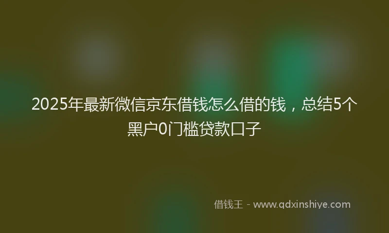 2025年最新微信京东借钱怎么借的钱，总结5个黑户0门槛贷款口子