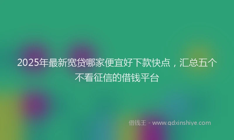 2025年最新宽贷哪家便宜好下款快点，汇总五个不看征信的借钱平台