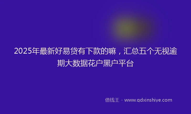 2025年最新好易贷有下款的嘛，汇总五个无视逾期大数据花户黑户平台