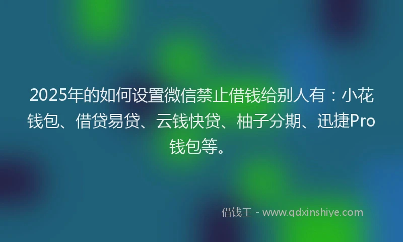 2025年的如何设置微信禁止借钱给别人有：小花钱包、借贷易贷、云钱快贷、柚子分期、迅捷Pro钱包等。