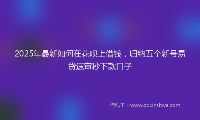 2025年最新如何在花呗上借钱，归纳五个新号易贷速审秒下款口子