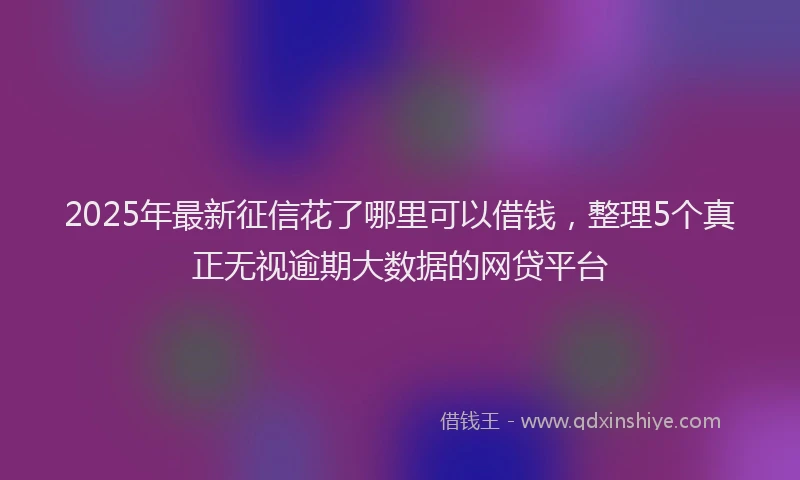 2025年最新征信花了哪里可以借钱，整理5个真正无视逾期大数据的网贷平台