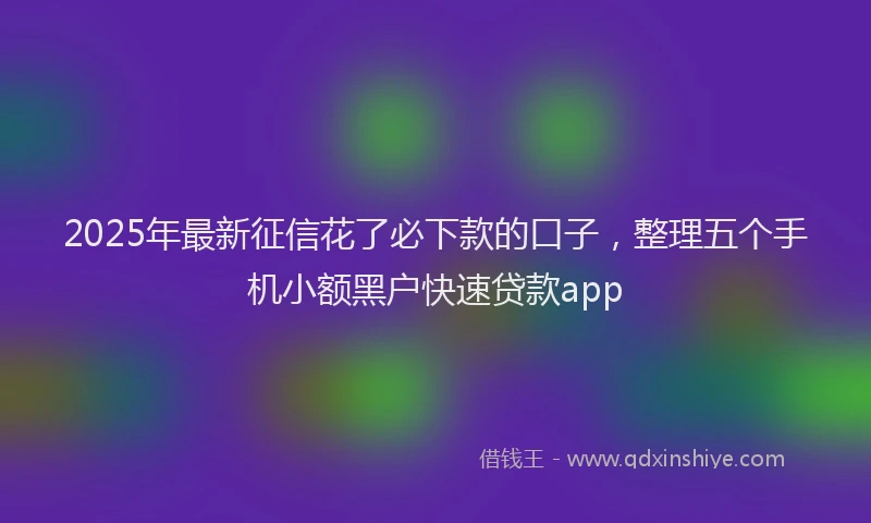 2025年最新征信花了必下款的口子，整理五个手机小额黑户快速贷款app