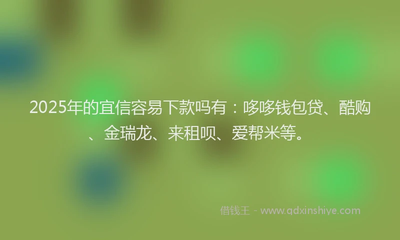 2025年的宜信容易下款吗有：哆哆钱包贷、酷购、金瑞龙、来租呗、爱帮米等。
