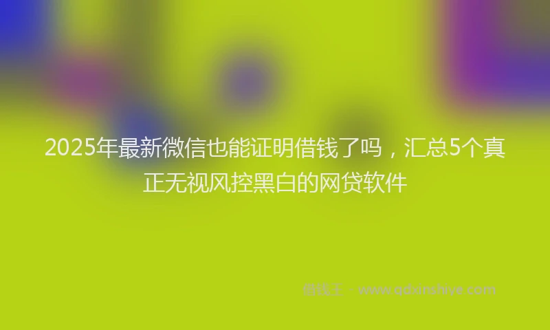 2025年最新微信也能证明借钱了吗，汇总5个真正无视风控黑白的网贷软件