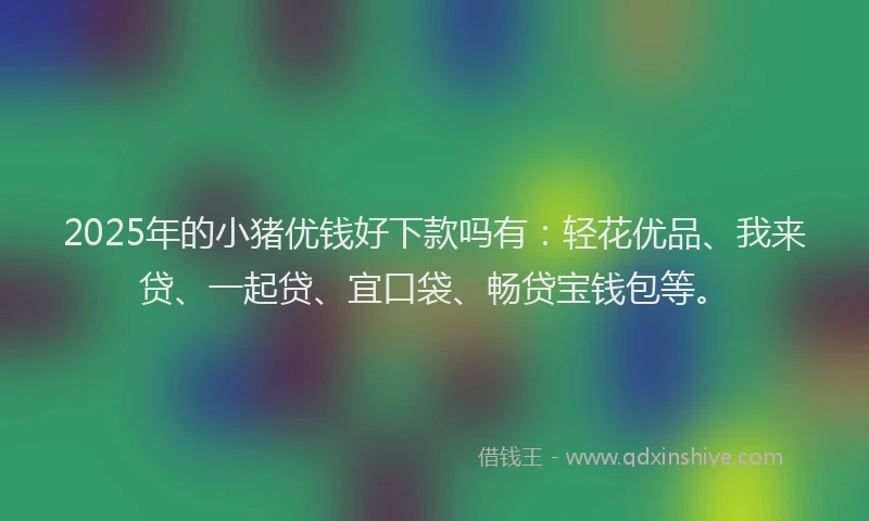 2025年的小猪优钱好下款吗有：轻花优品、我来贷、一起贷、宜口袋、畅贷宝钱包等。