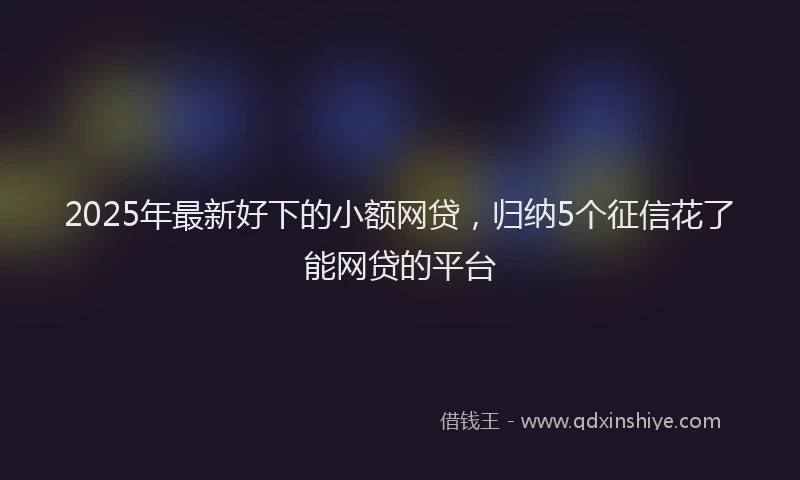 2025年最新好下的小额网贷，归纳5个征信花了能网贷的平台