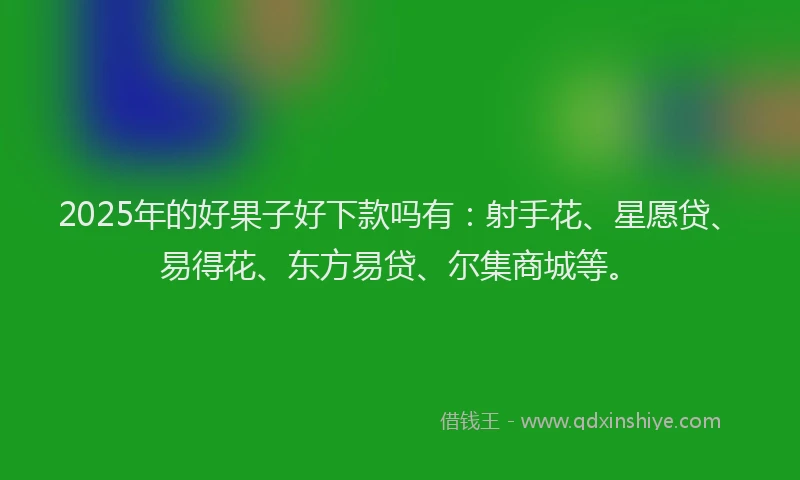 2025年的好果子好下款吗有：射手花、星愿贷、易得花、东方易贷、尔集商城等。