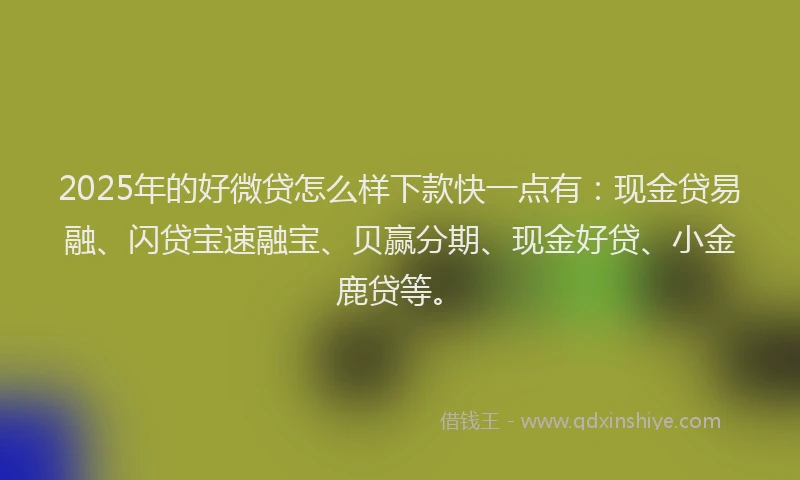 2025年的好微贷怎么样下款快一点有：现金贷易融、闪贷宝速融宝、贝赢分期、现金好贷、小金鹿贷等。