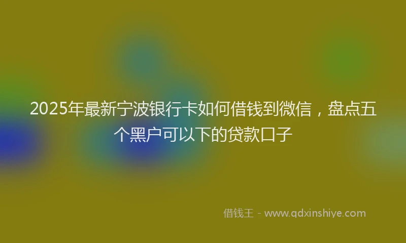 2025年最新宁波银行卡如何借钱到微信，盘点五个黑户可以下的贷款口子