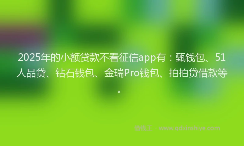 2025年的小额贷款不看征信app有：甄钱包、51人品贷、钻石钱包、金瑞Pro钱包、拍拍贷借款等。