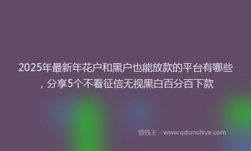 2025年最新年花户和黑户也能放款的平台有哪些，分享5个不看征信无视黑白百分百下款