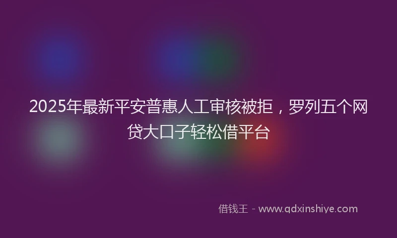2025年最新平安普惠人工审核被拒，罗列五个网贷大口子轻松借平台