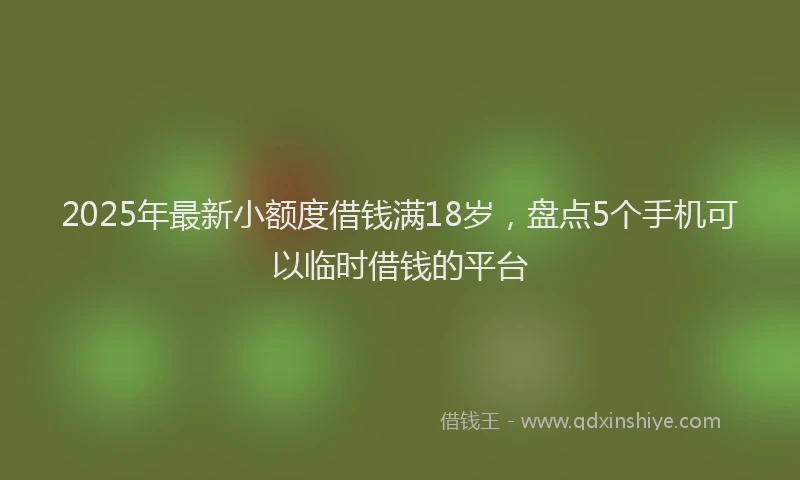 2025年最新小额度借钱满18岁，盘点5个手机可以临时借钱的平台