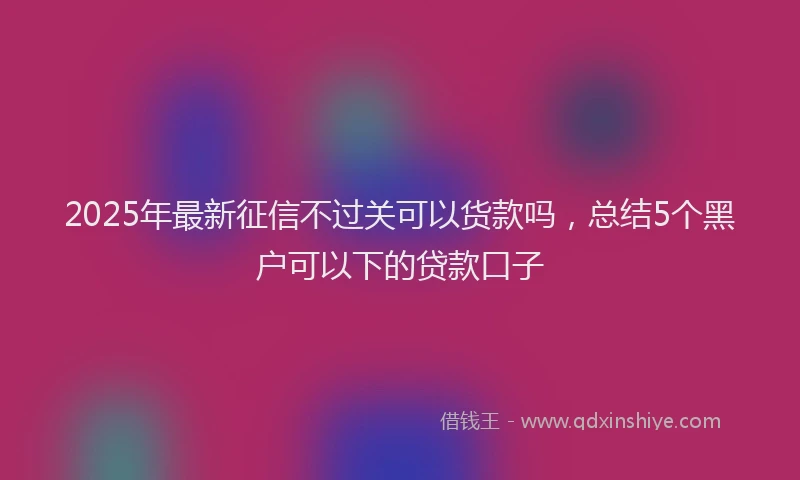 2025年最新征信不过关可以货款吗，总结5个黑户可以下的贷款口子
