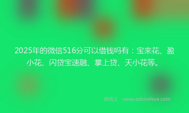 2025年的微信516分可以借钱吗有：宝来花、盈小花、闪贷宝速融、掌上贷、天小花等。