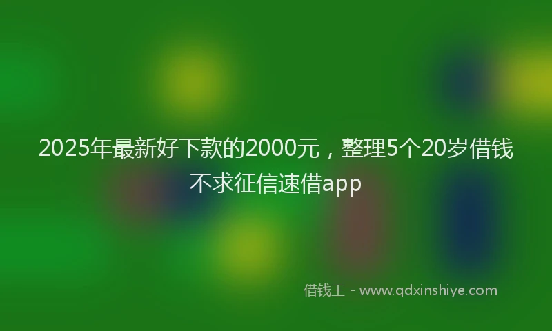 2025年最新好下款的2000元，整理5个20岁借钱不求征信速借app