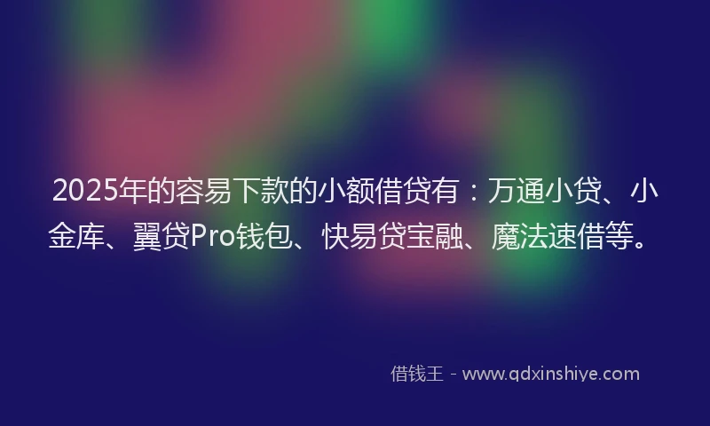 2025年的容易下款的小额借贷有：万通小贷、小金库、翼贷Pro钱包、快易贷宝融、魔法速借等。
