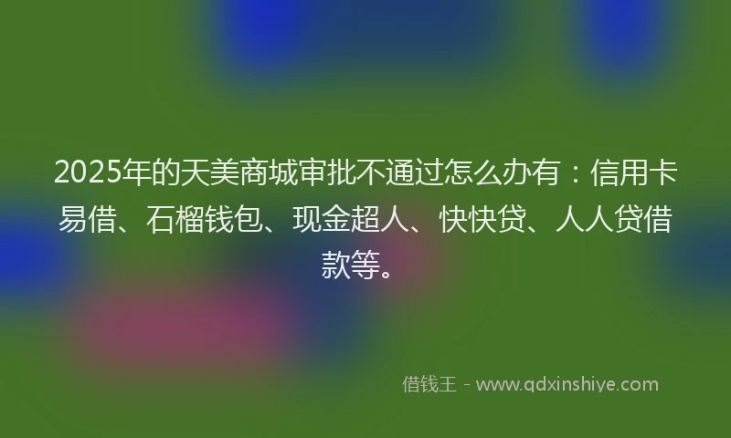 2025年的天美商城审批不通过怎么办有：信用卡易借、石榴钱包、现金超人、快快贷、人人贷借款等。
