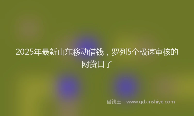 2025年最新山东移动借钱，罗列5个极速审核的网贷口子
