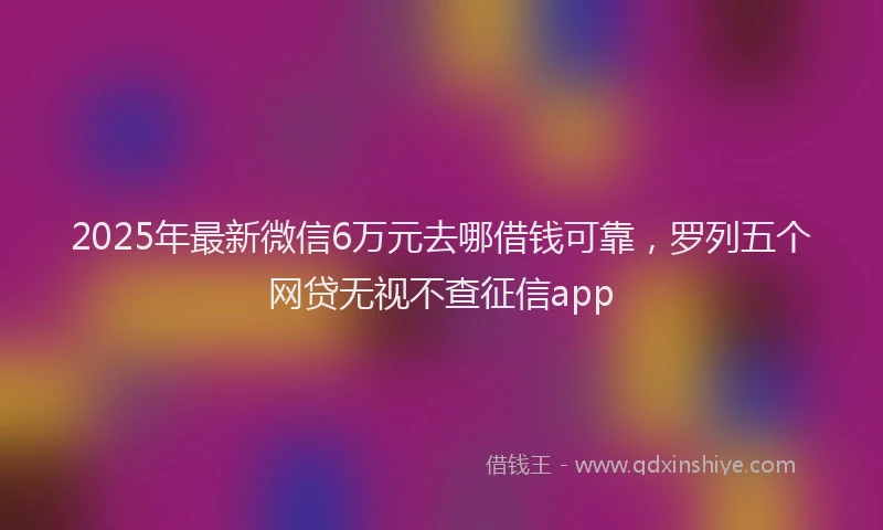 2025年最新微信6万元去哪借钱可靠，罗列五个网贷无视不查征信app