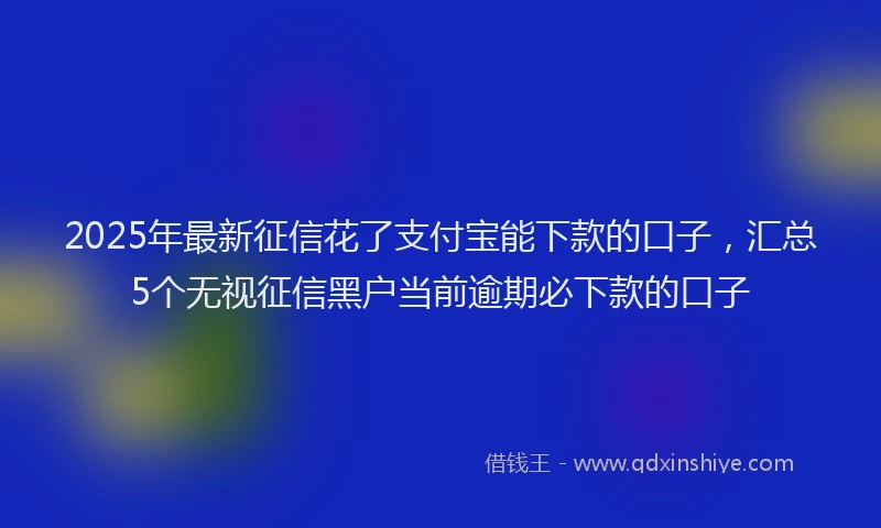 2025年最新征信花了支付宝能下款的口子，汇总5个无视征信黑户当前逾期必下款的口子