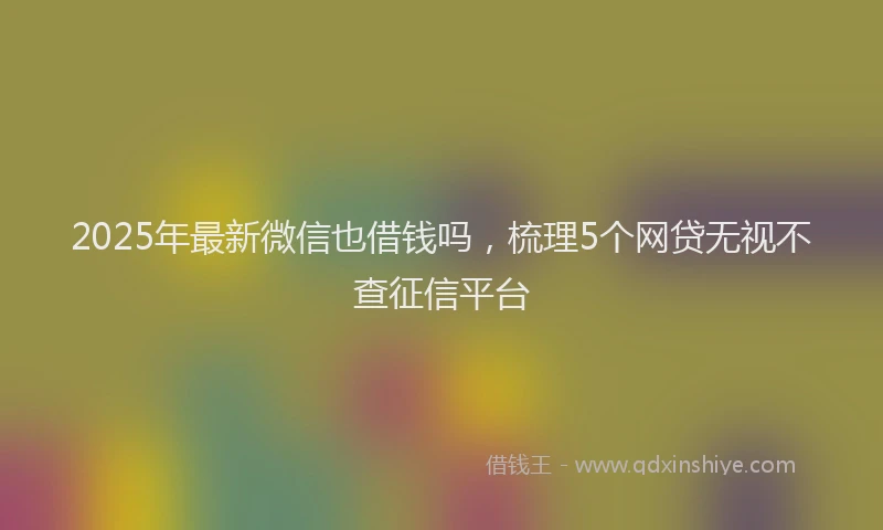 2025年最新微信也借钱吗，梳理5个网贷无视不查征信平台
