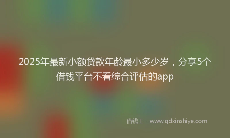 2025年最新小额贷款年龄最小多少岁，分享5个借钱平台不看综合评估的app