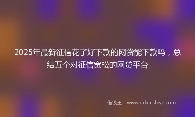 2025年最新征信花了好下款的网贷能下款吗，总结五个对征信宽松的网贷平台