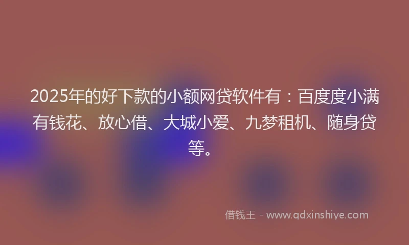 2025年的好下款的小额网贷软件有：百度度小满有钱花、放心借、大城小爱、九梦租机、随身贷等。