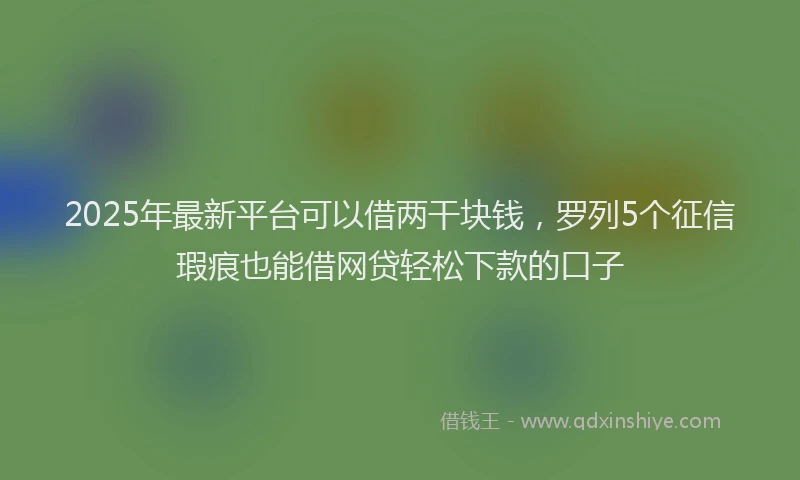 2025年最新平台可以借两干块钱，罗列5个征信瑕疵也能借网贷轻松下款的口子