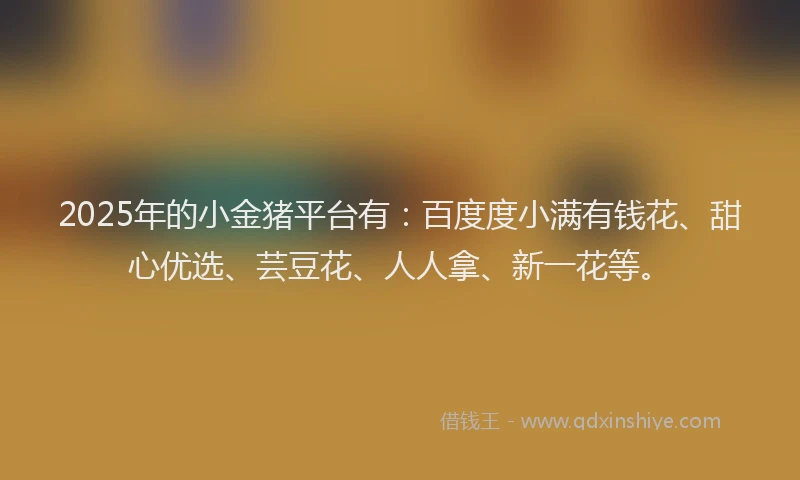 2025年的小金猪平台有：百度度小满有钱花、甜心优选、芸豆花、人人拿、新一花等。