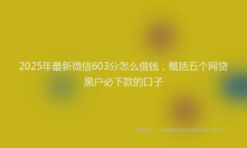 2025年最新微信603分怎么借钱，概括五个网贷黑户必下款的口子