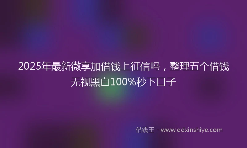 2025年最新微享加借钱上征信吗，整理五个借钱无视黑白100%秒下口子