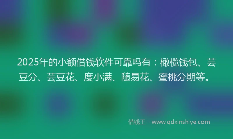 2025年的小额借钱软件可靠吗有：橄榄钱包、芸豆分、芸豆花、度小满、随易花、蜜桃分期等。