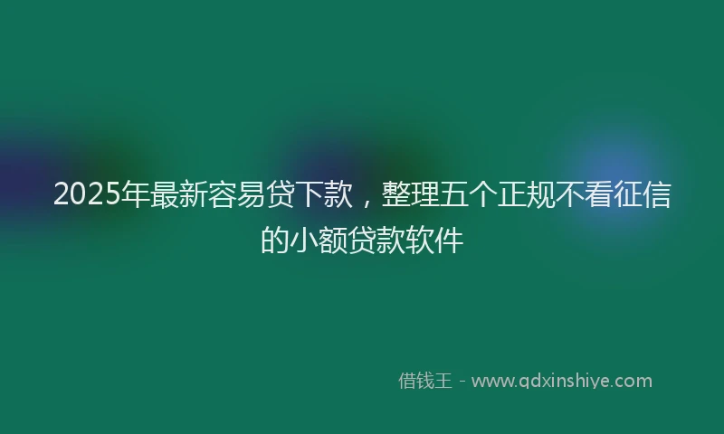 2025年最新容易贷下款，整理五个正规不看征信的小额贷款软件
