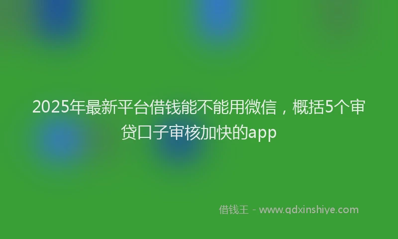 2025年最新平台借钱能不能用微信，概括5个审贷口子审核加快的app
